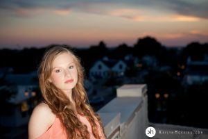 Gorgeous Gracen on rooftop downtown Solon, Iowa at sunset