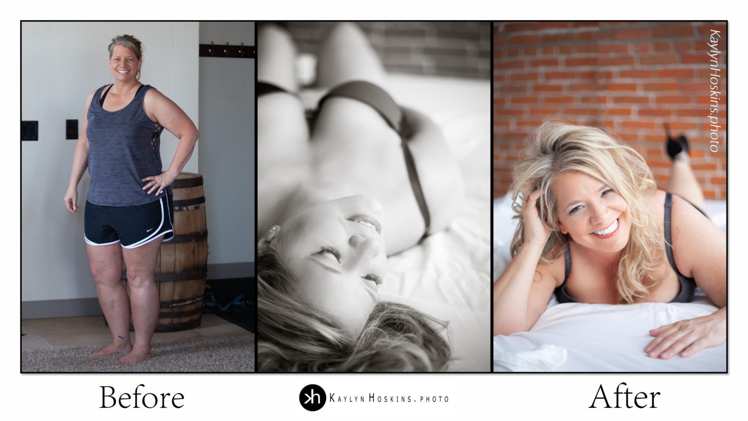 Before After collage of boudoir goddess in solon, iowa
