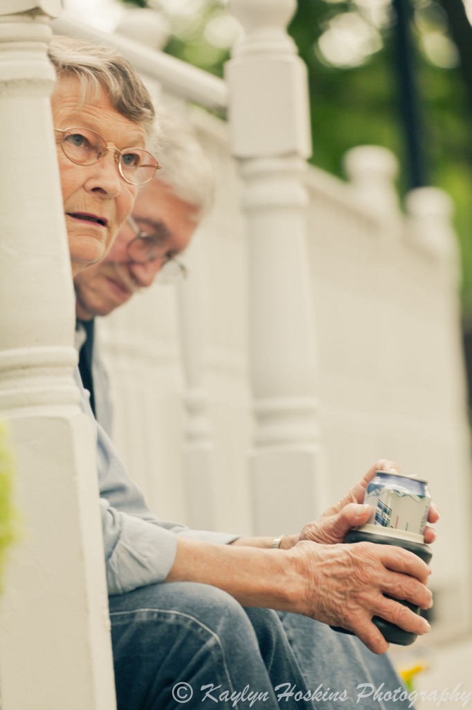 Gramz and Grampz drinking a busch light