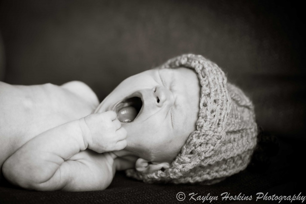 newborn baby yawning