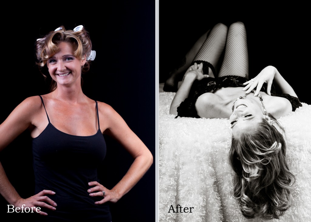 Beautiful Eryka before and after photographs during her boudoir experience with Kaylyn Hoskins Photography