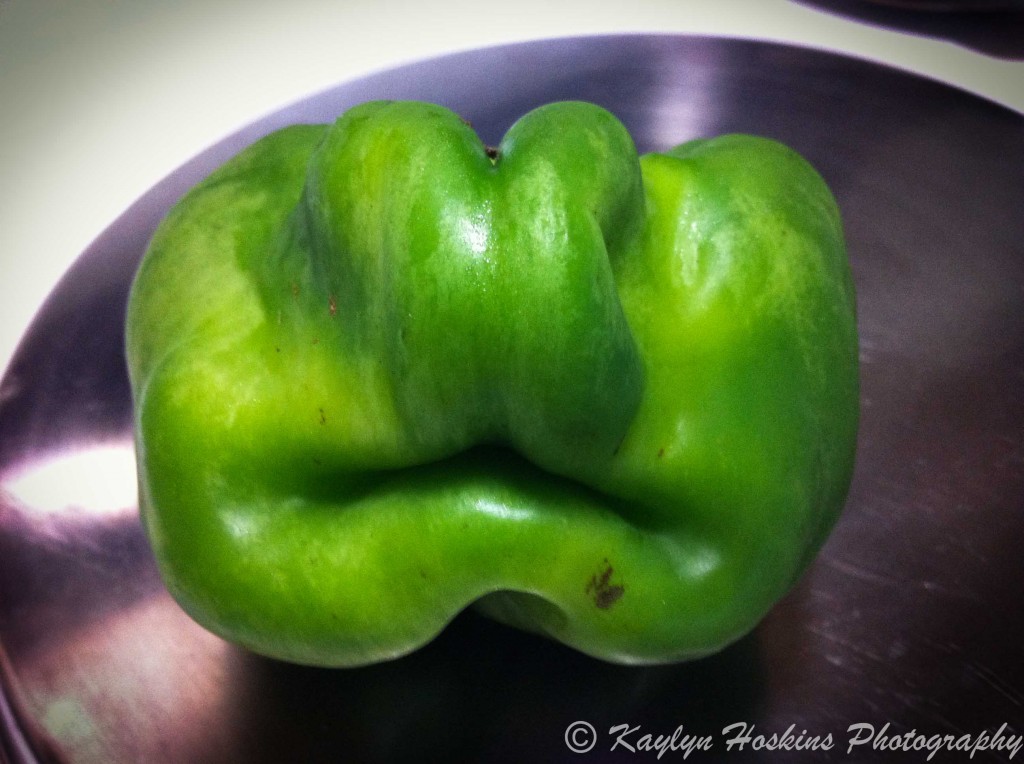 fun face in green pepper