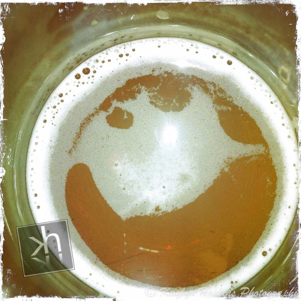 fun face in beer foam