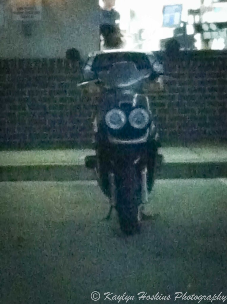 Fun face in the front of a motorcycle