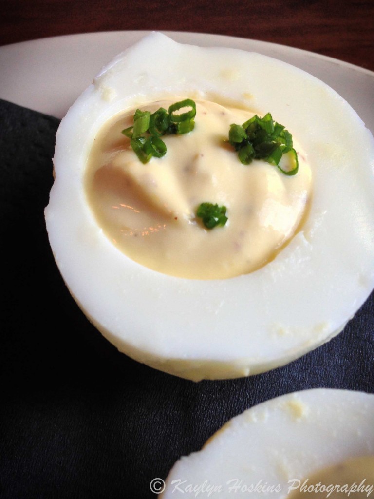 Fun face in deviled egg